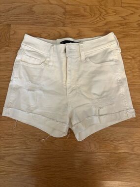 Hollister White Distressed Denim Shorts